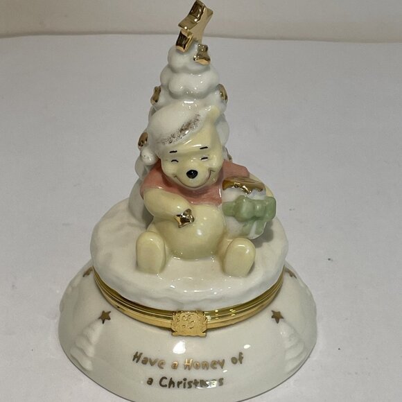 Lenox Disney A Pooh Sort Of Christmas Trinket Box Figurine with Charm  NWOB - Picture 5 of 11